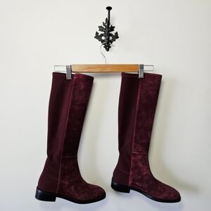 NEW Stuart Weitzman Greer City Knee Boot Size 5 Burgundy Velvet